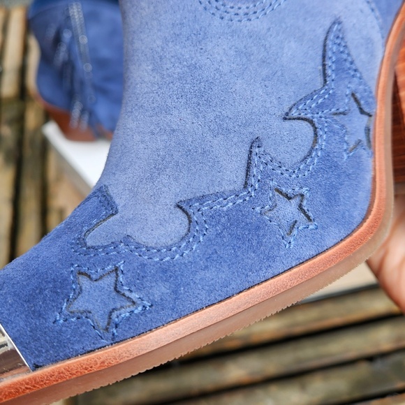 Aldo x Tezza Desert Star Blue Suede Fringe Booties - Picture 10 of 12